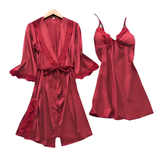 2pc Satin Lace PJ Set